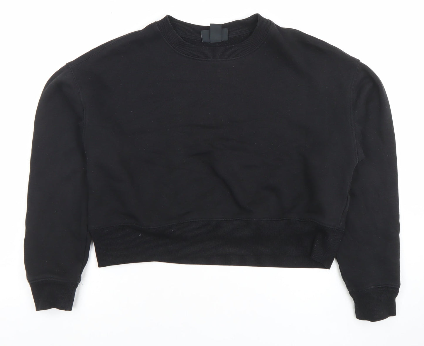 Monki Women Black Cotton Blend Crew Neck Pullover Sweatshirt Size S