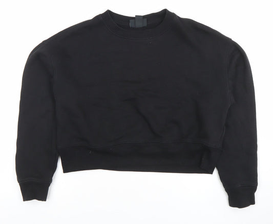 Monki Women Black Cotton Blend Crew Neck Pullover Sweatshirt Size S