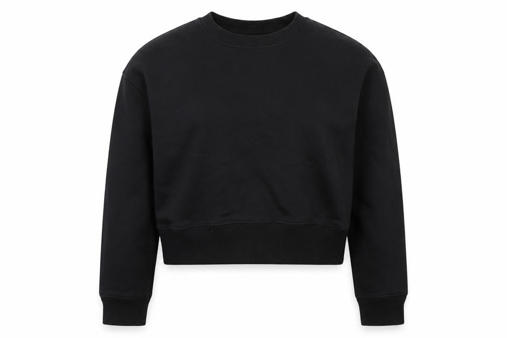 Monki Women Black Cotton Blend Crew Neck Pullover Sweatshirt Size S