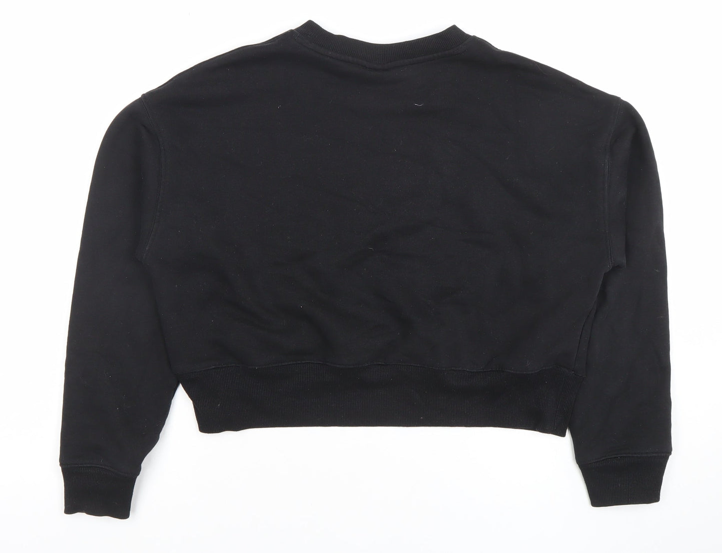 Monki Women Black Cotton Blend Crew Neck Pullover Sweatshirt Size S