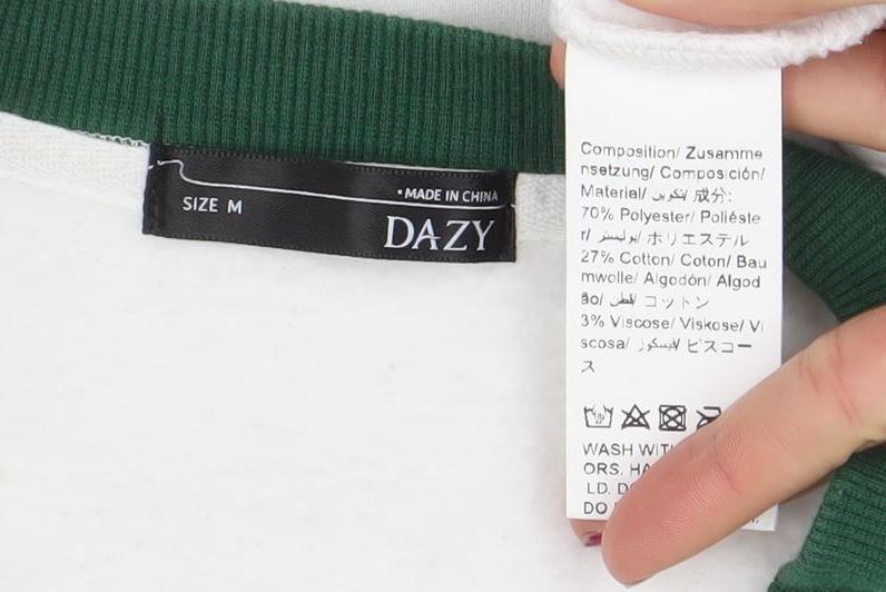 DAZY Men's White Green Graphic Pullover Sweatshirt Size M