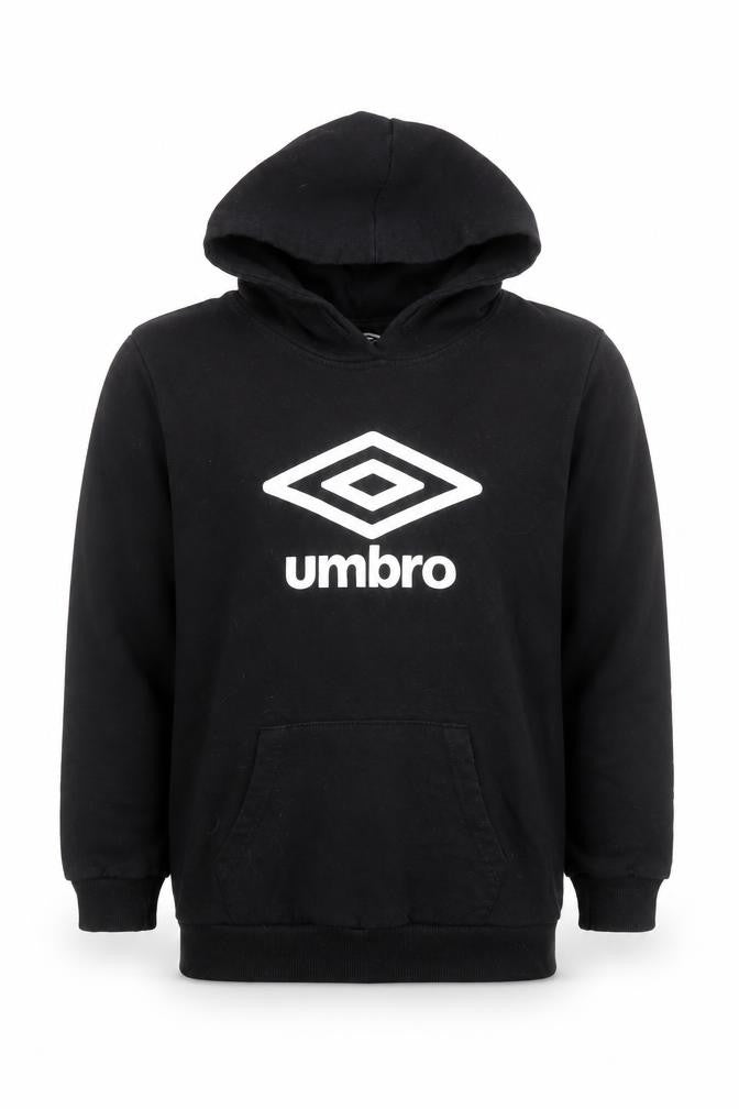 Umbro Boys Black Pullover Hoodie 9-10 Years Cotton Blend Logo Design