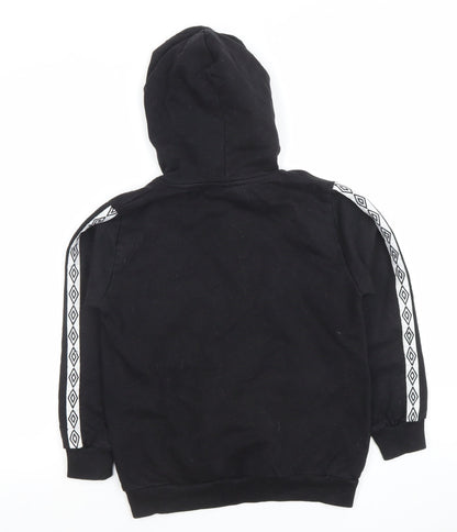 Umbro Boys Black Pullover Hoodie 9-10 Years Cotton Blend Logo Design