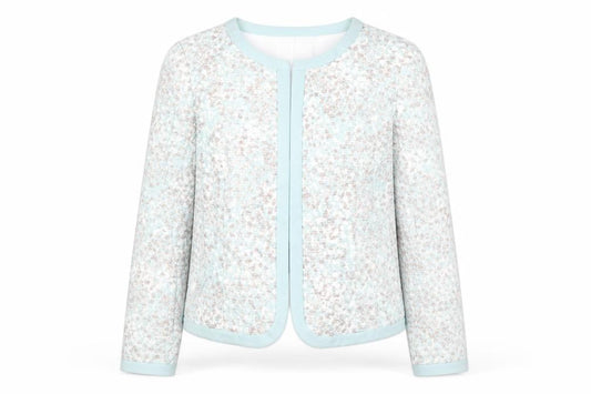 Kaliko Women's Blue Patterned Lined Long Sleeve Blazer UK 14