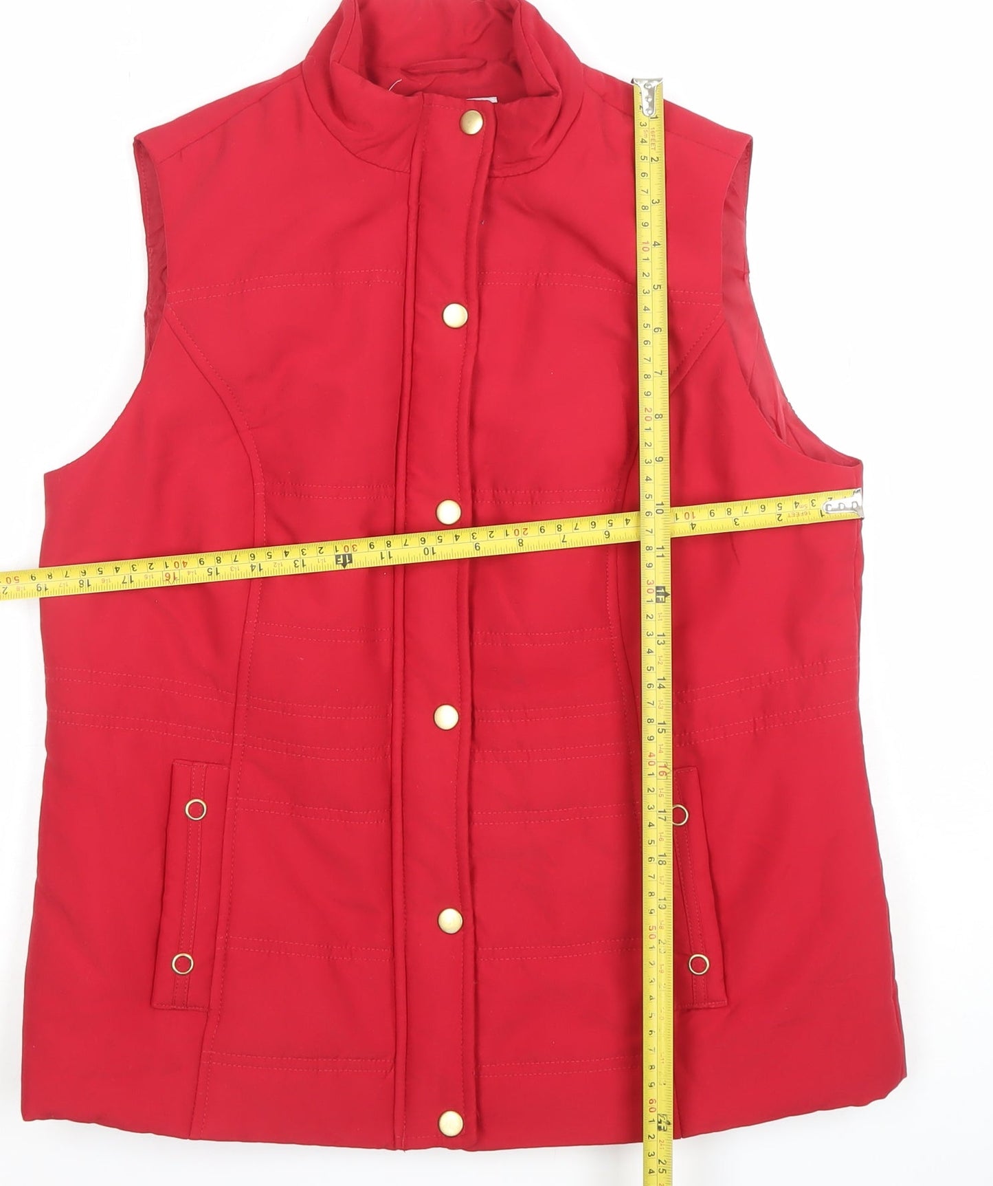 Isle Womens Red Polyester Padded Waistcoat Size 10-12
