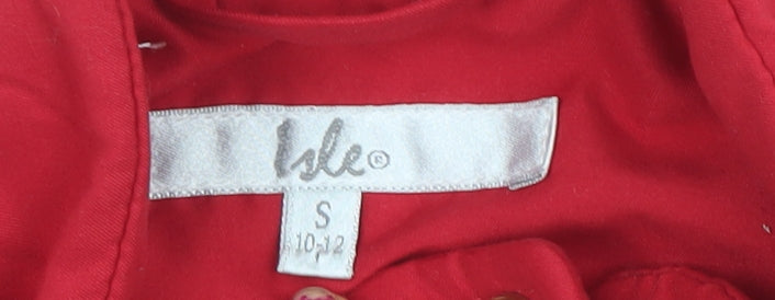 Isle Womens Red Polyester Padded Waistcoat Size 10-12