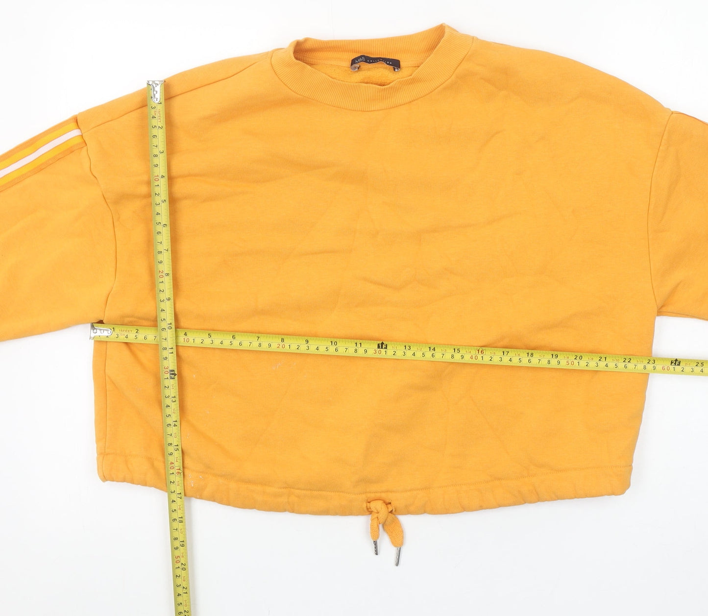 Marks and Spencer Women Yellow Drawstring Crew Neck Pullover Sweatshirt XS
