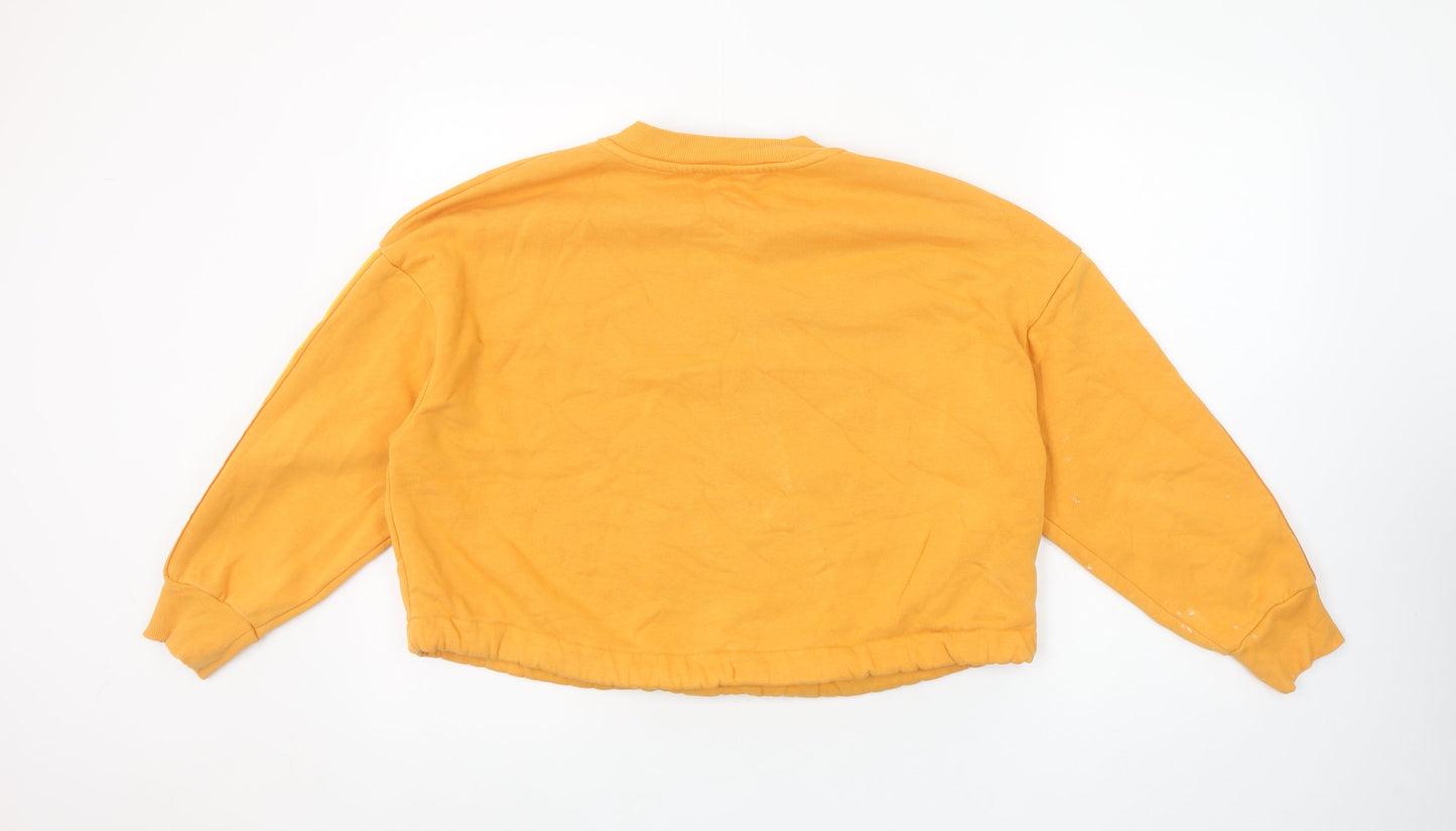 Marks and Spencer Women Yellow Drawstring Crew Neck Pullover Sweatshirt XS