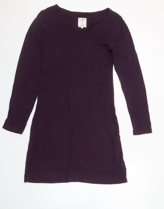 Tom Tailor Women Purple Shift Dress M Long Sleeve Knit Cotton