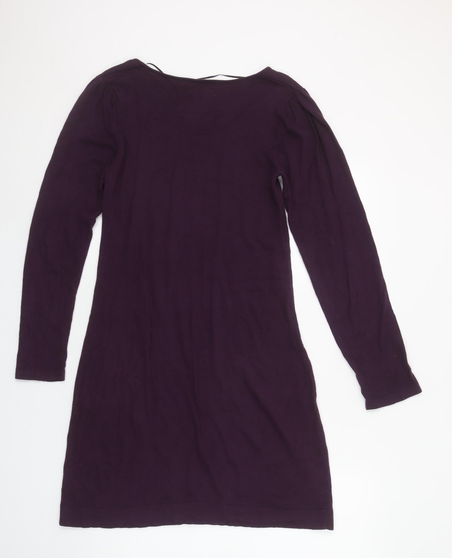 Tom Tailor Women Purple Shift Dress M Long Sleeve Knit Cotton