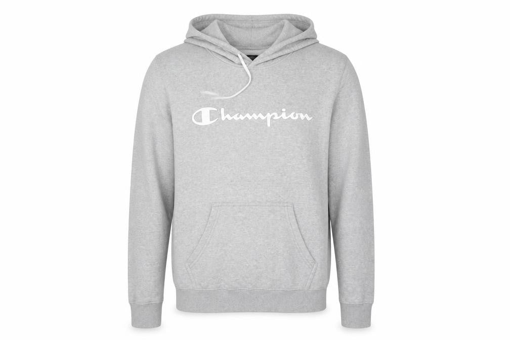 Champion Men's Grey Pullover Hoodie Small Logo Fleece Sweatshirt