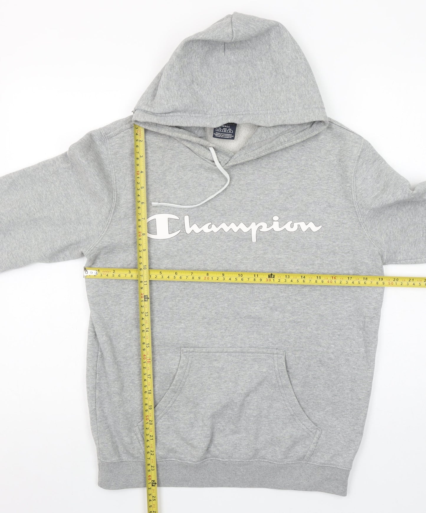 Champion Men's Grey Pullover Hoodie Small Logo Fleece Sweatshirt
