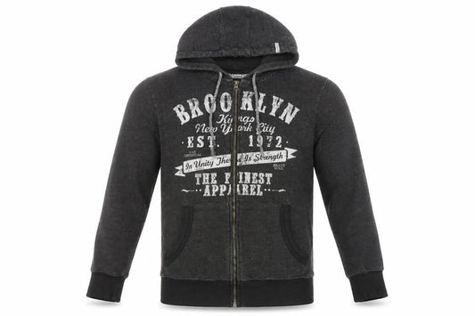 Brave Soul Men's Black Full Zip Hoodie M Graphic Brooklyn Print