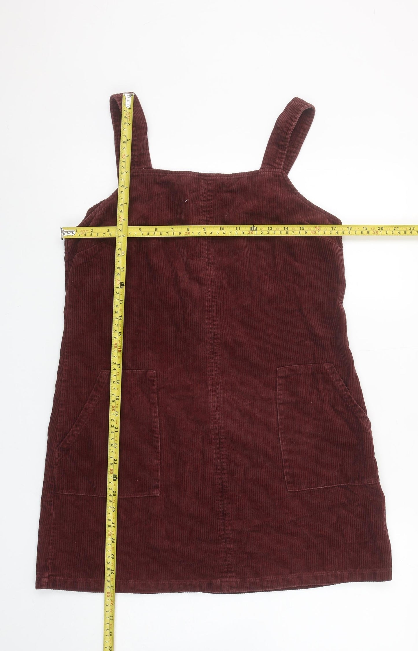 New Look Women Brown Corduroy Pinafore Dress Size 12