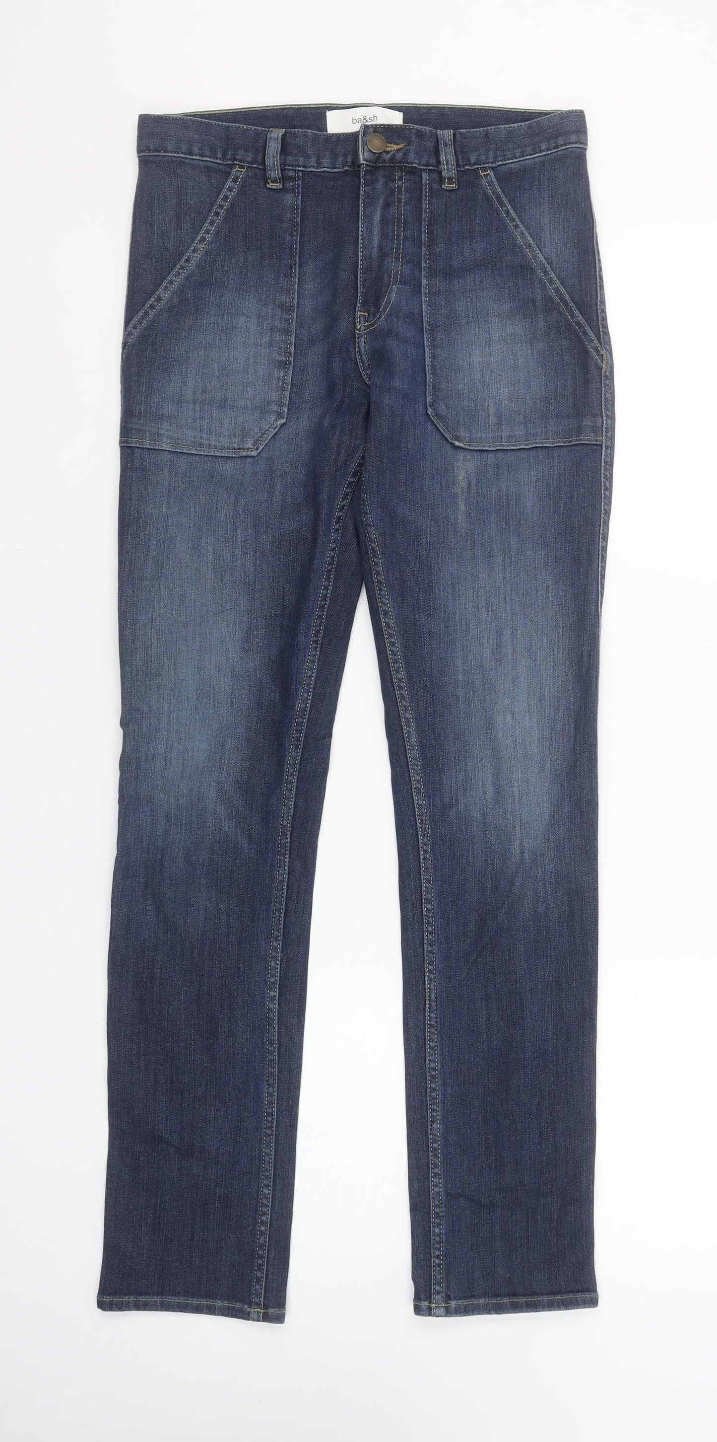 ba&sh Womens Blue Straight Leg Mid Rise Denim Jeans XS