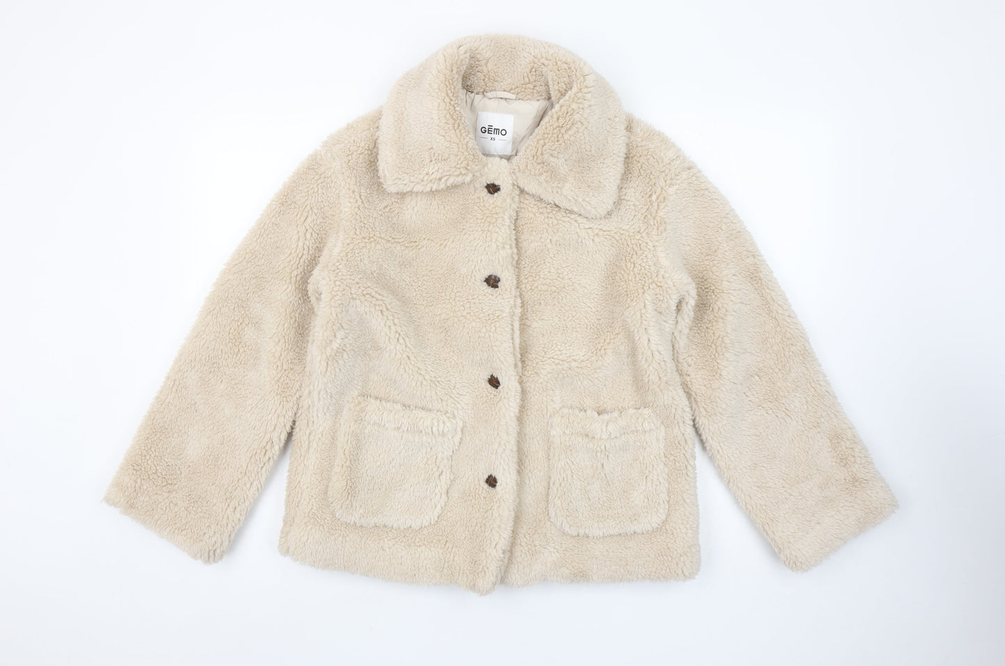 Gémo Women Beige Fleece Button Jacket XS