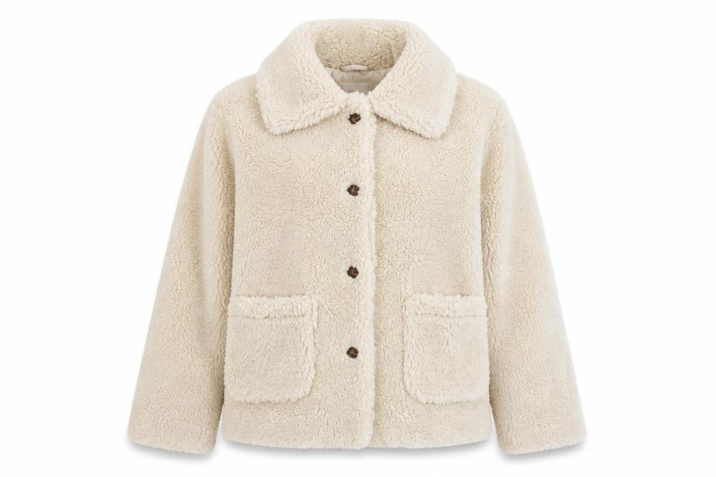Gémo Women Beige Fleece Button Jacket XS