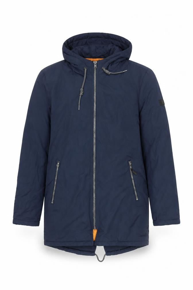 Blend Men's Blue Hooded Parka Jacket Size S Nylon Full Zip