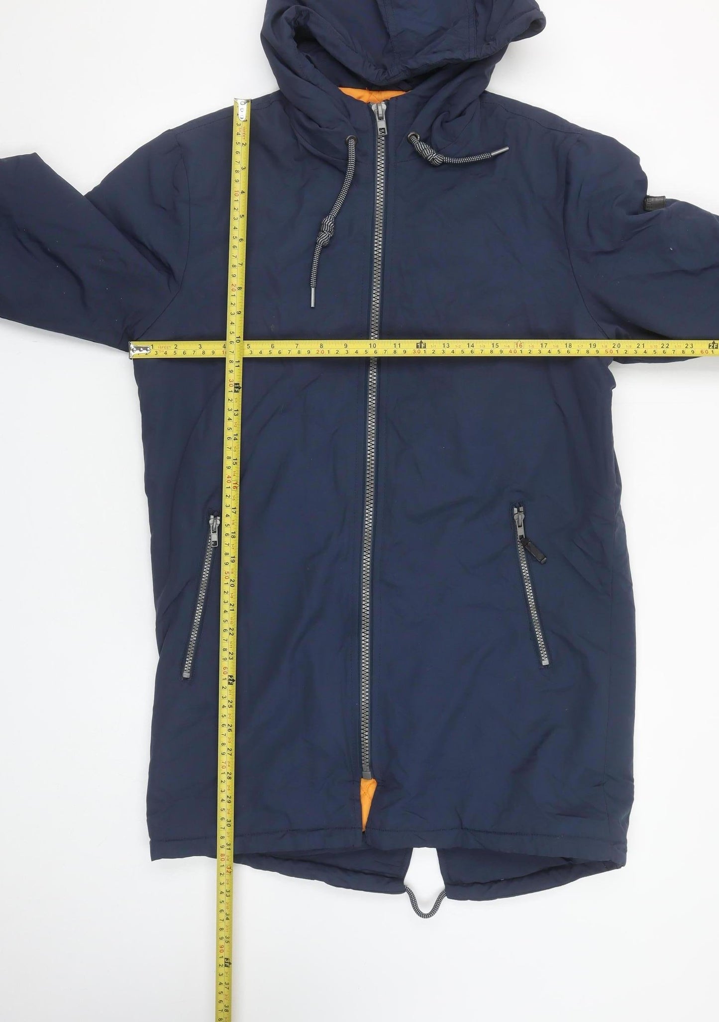 Blend Men's Blue Hooded Parka Jacket Size S Nylon Full Zip