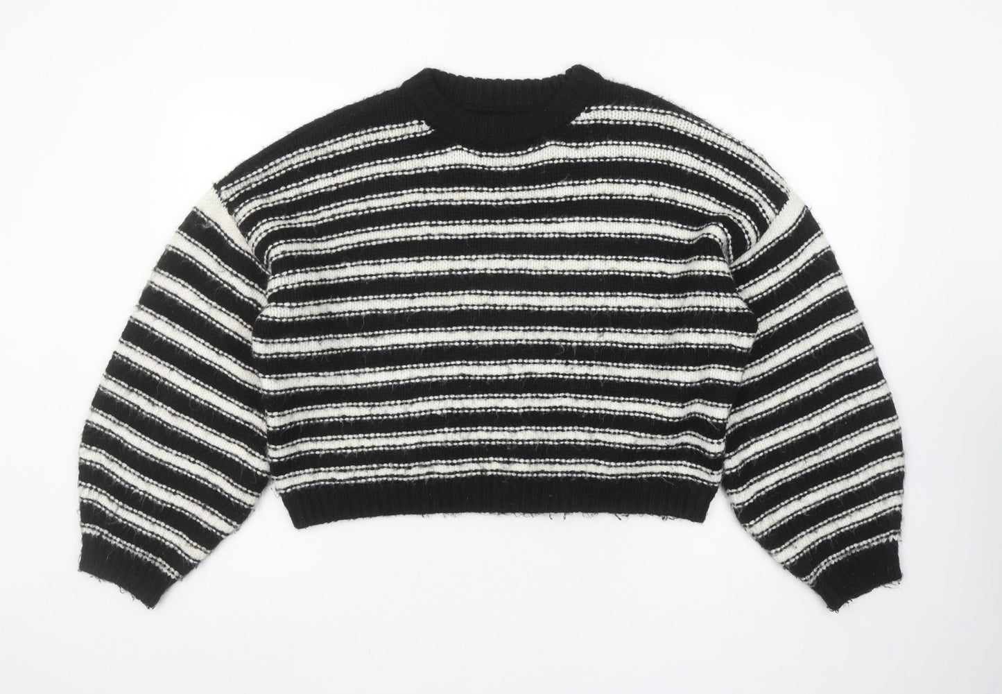 Topshop Women’s Black & White Striped Chunky Knit Pullover Jumper Size M