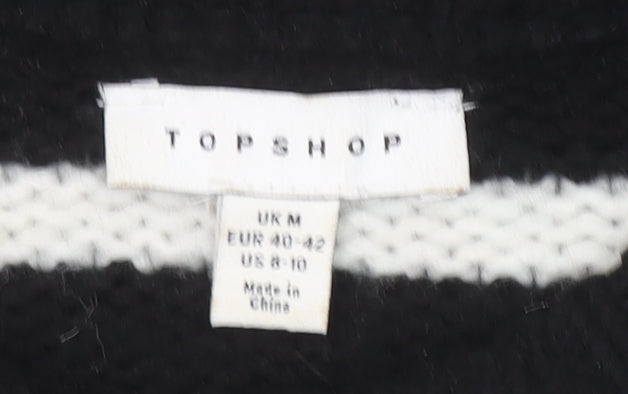 Topshop Women’s Black & White Striped Chunky Knit Pullover Jumper Size M