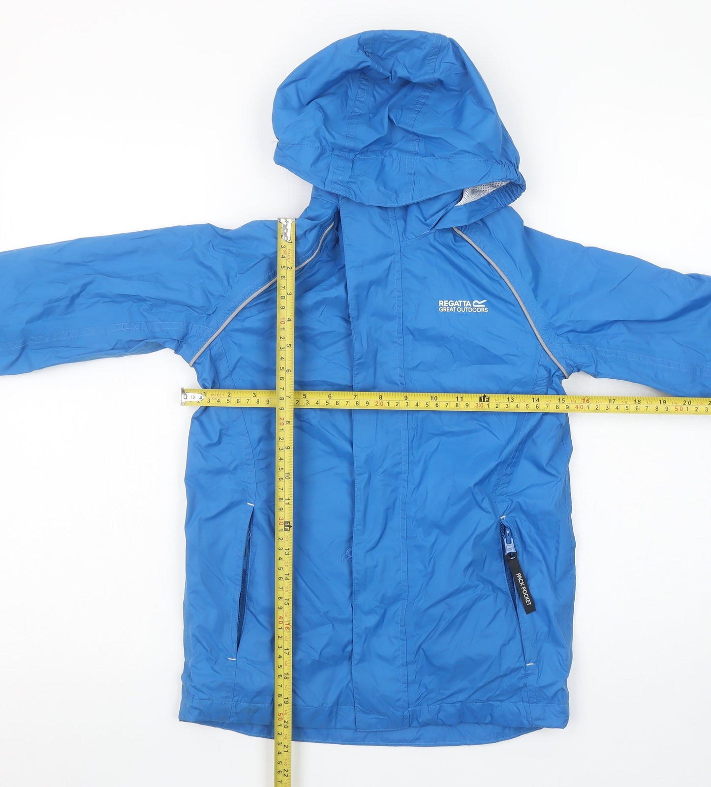 Regatta Boys Blue Hooded Rain Coat 9-10 Years Waterproof Outdoor Jacket