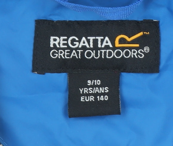 Regatta Boys Blue Hooded Rain Coat 9-10 Years Waterproof Outdoor Jacket