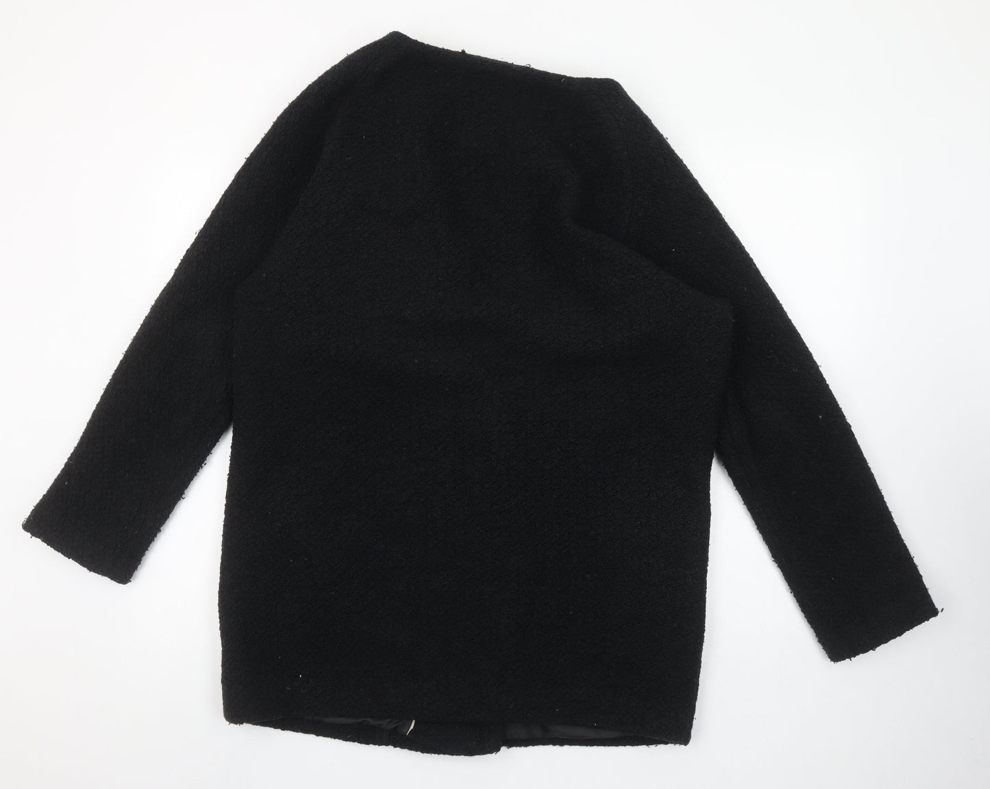 Mint Velvet Women’s Black Wool Blend Zip Mid-Length Coat Size 12