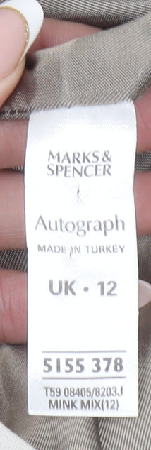 Marks & Spencer Autograph Beige Floral Jacquard Blazer Women Size 12