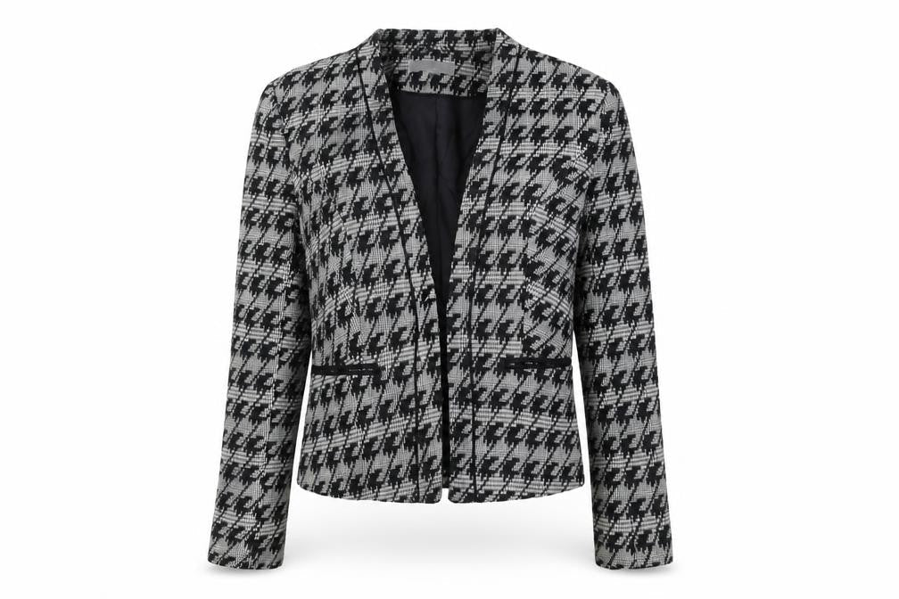 H&M Women's Black & Grey Houndstooth Blazer Size 8 Classic Fit