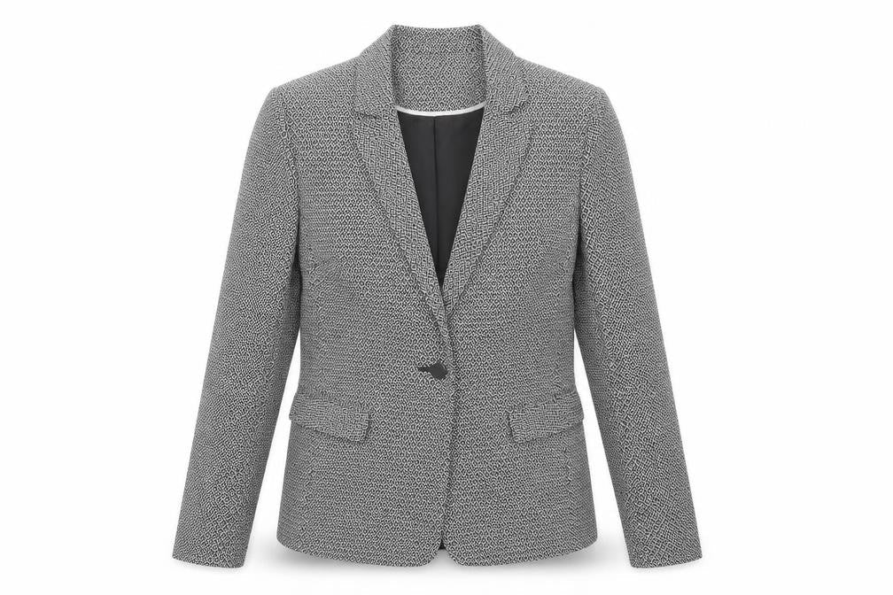 Tu Women Black Geometric Single-Breasted Blazer Size 10