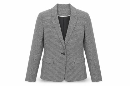 Tu Women Black Geometric Single-Breasted Blazer Size 10