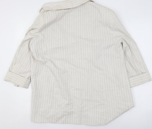 Papaya Women Beige Striped Linen Blend Blazer Jacket Size 18