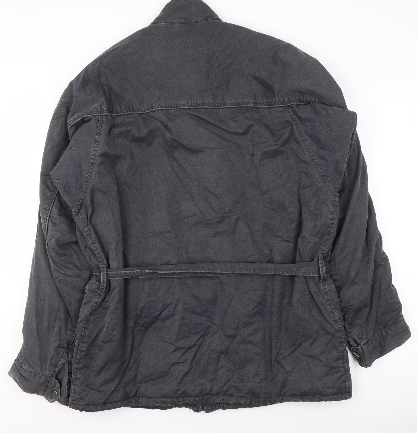 French Connection Men's Grey Military Jacket Medium Cotton Belted