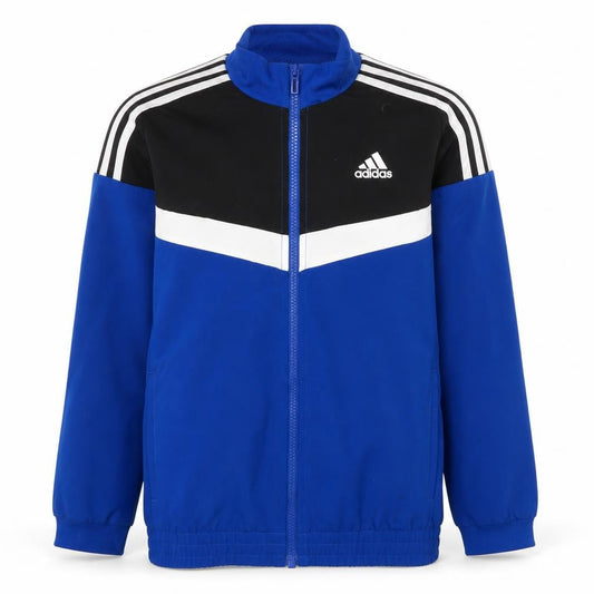 Adidas Boys Blue Black Track Jacket 9-10 Years Full Zip Lightweight Sportswear