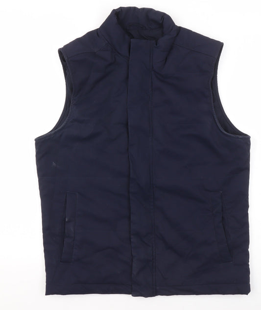 Zara Womens Blue Padded Waistcoat Gilet Size 8 Sleeveless Zip Vest