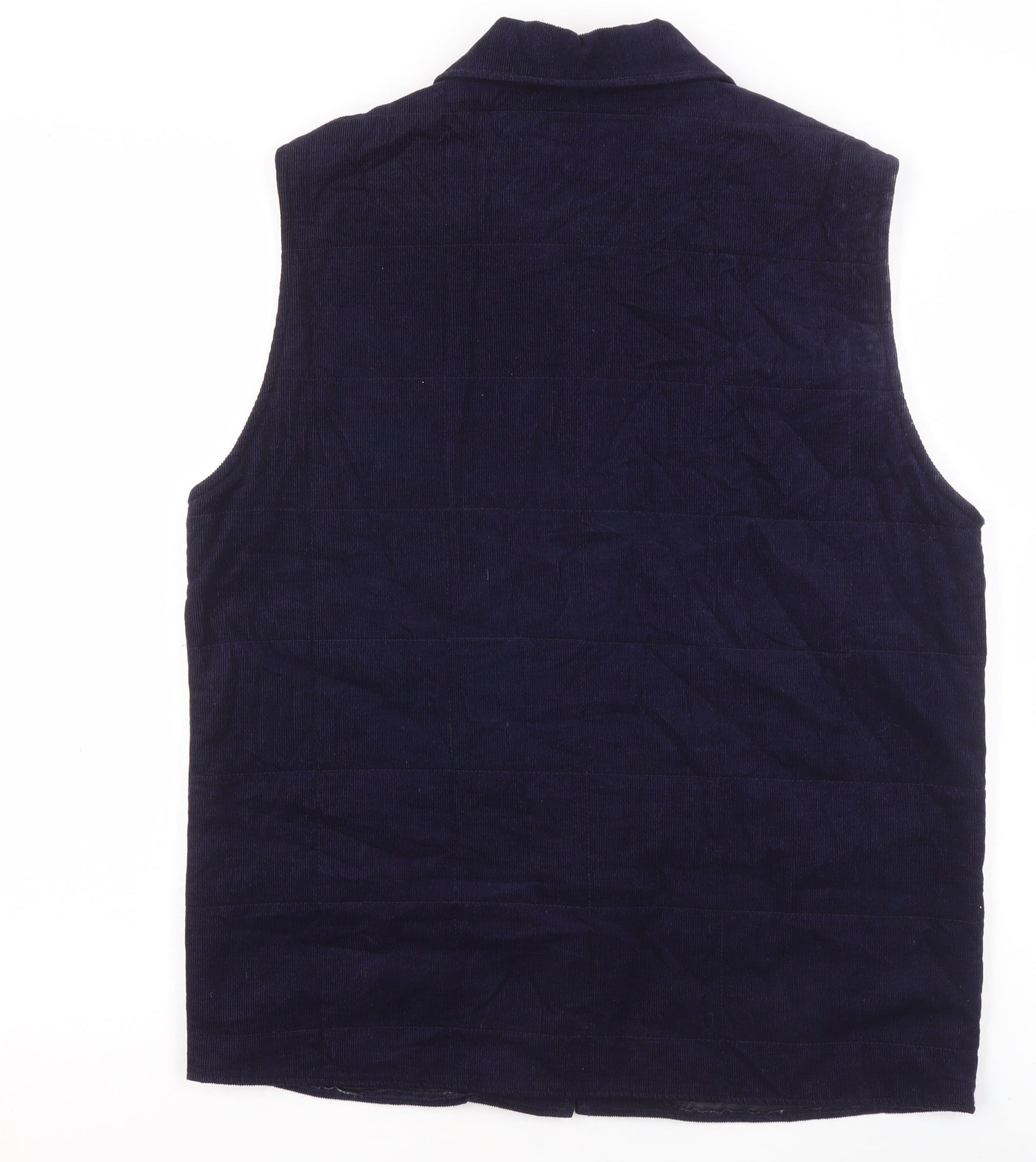 Women's Blue Corduroy Zip Waistcoat Size 12 Casual Layered Gilet