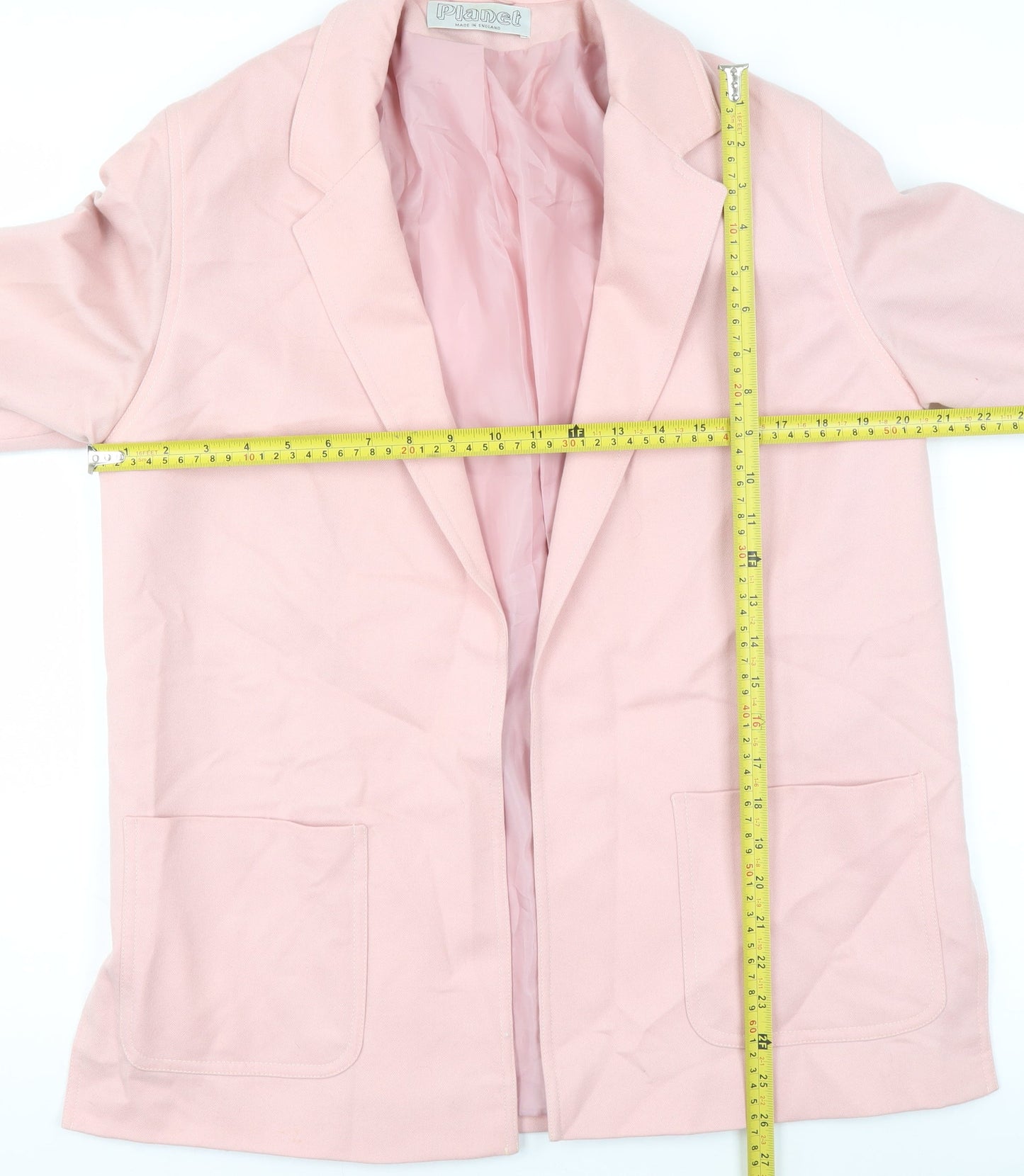 Planet Women Pink Pure New Wool Blazer Size 12 Regular Fit