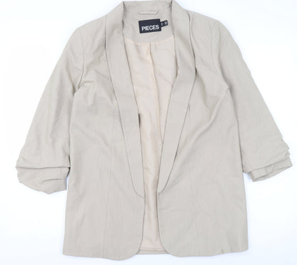 Pieces Women Beige Regular Fit Single-Breasted Blazer Size S