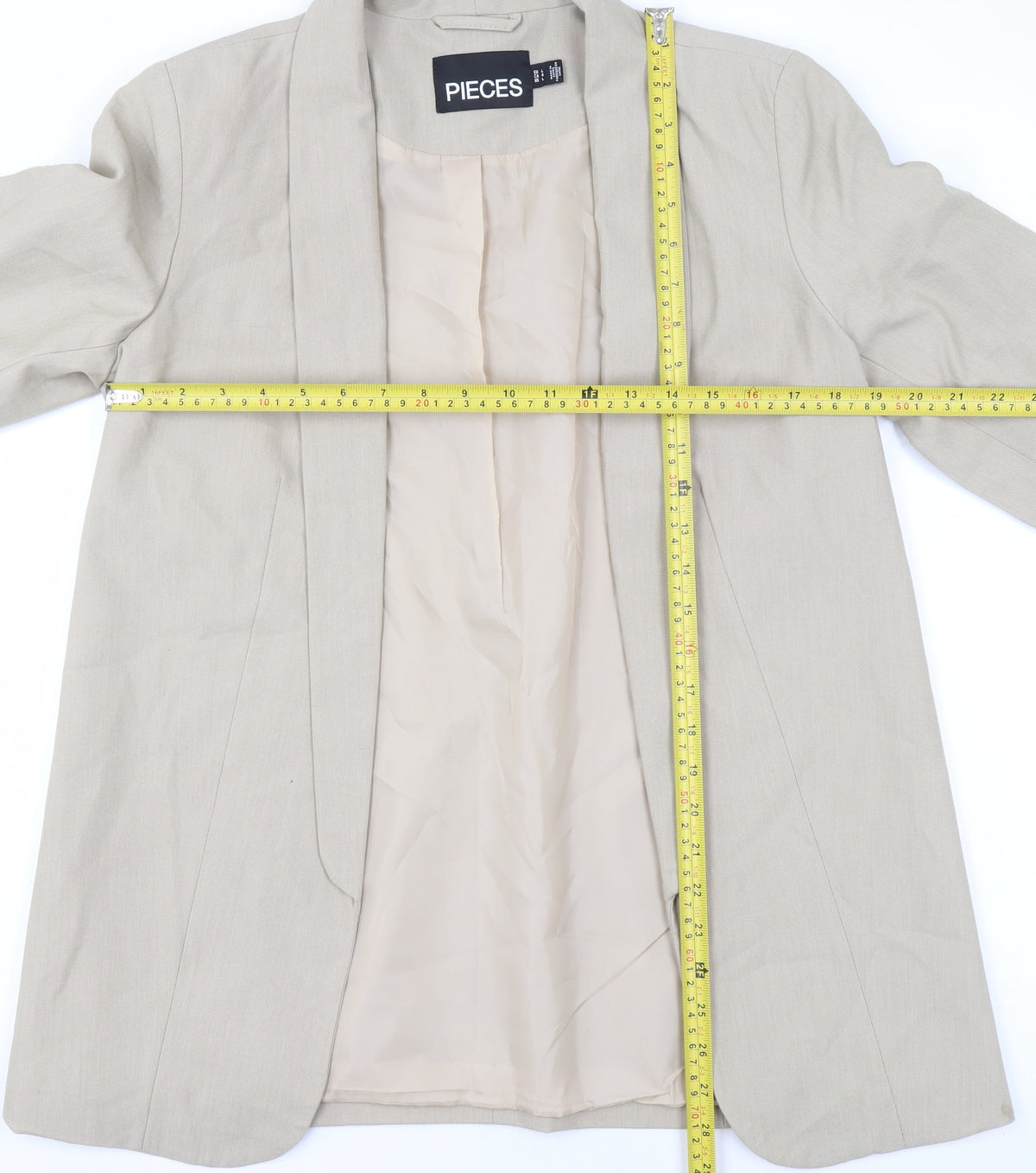 Pieces Women Beige Regular Fit Single-Breasted Blazer Size S