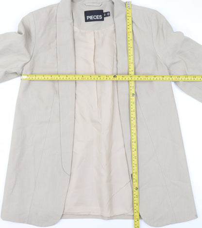 Pieces Women Beige Regular Fit Single-Breasted Blazer Size S