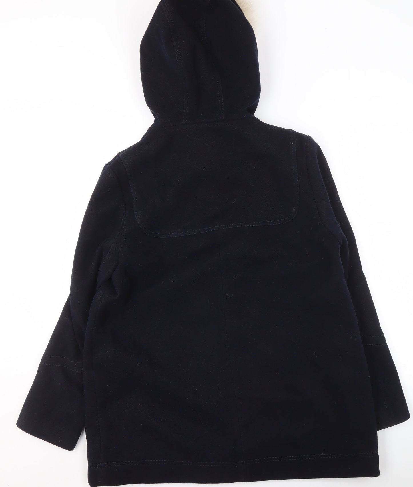 Topshop Women’s Black Wool Blend Faux Fur Hooded Parka Coat Size 12