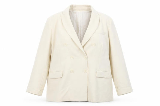 Zara Women Ivory Double-Breasted Blazer Jacket Size 18