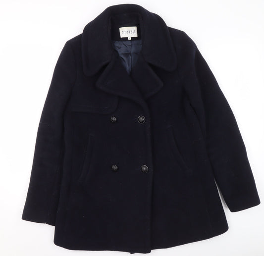 Claudie Pierlot Men's Black Wool Pea Coat Size 36 Regular Fit