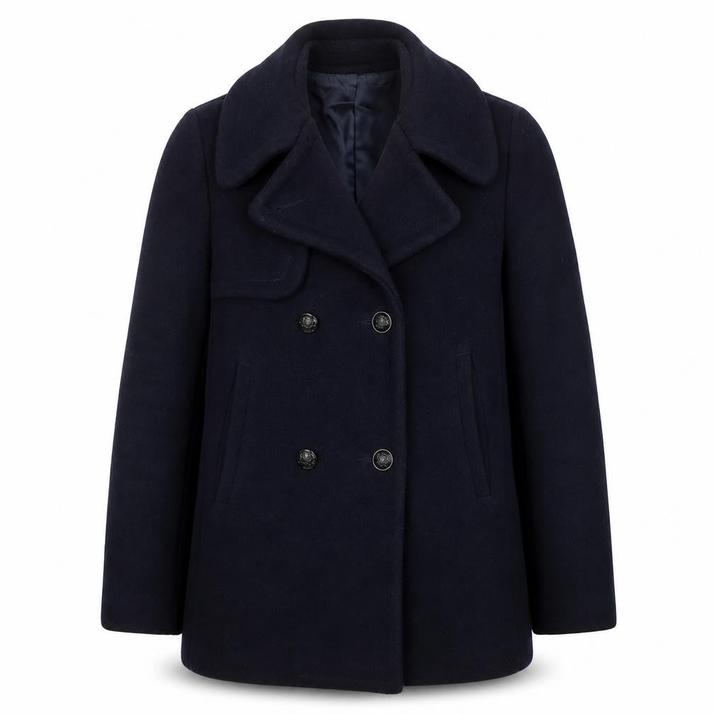 Claudie Pierlot Men's Black Wool Pea Coat Size 36 Regular Fit