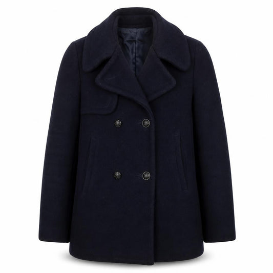 Claudie Pierlot Womens Black Wool Pea Coat Size 36 Regular Fit
