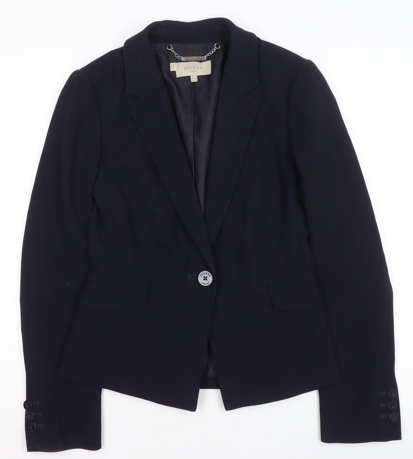 Hobbs Women Black Wool-Blend Slim Fit One Button Blazer UK 8