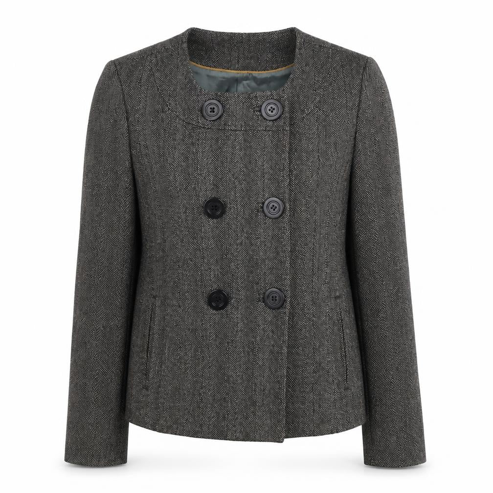 Whistles Women Grey Wool Blend Double-Breasted Suit Jacket UK 8