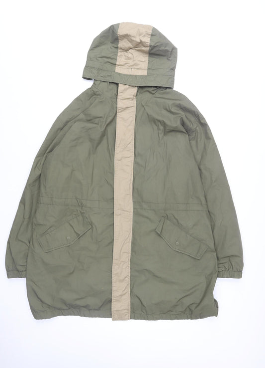Burton Mens Green Cotton Hooded Parka Jacket Size L Regular Fit