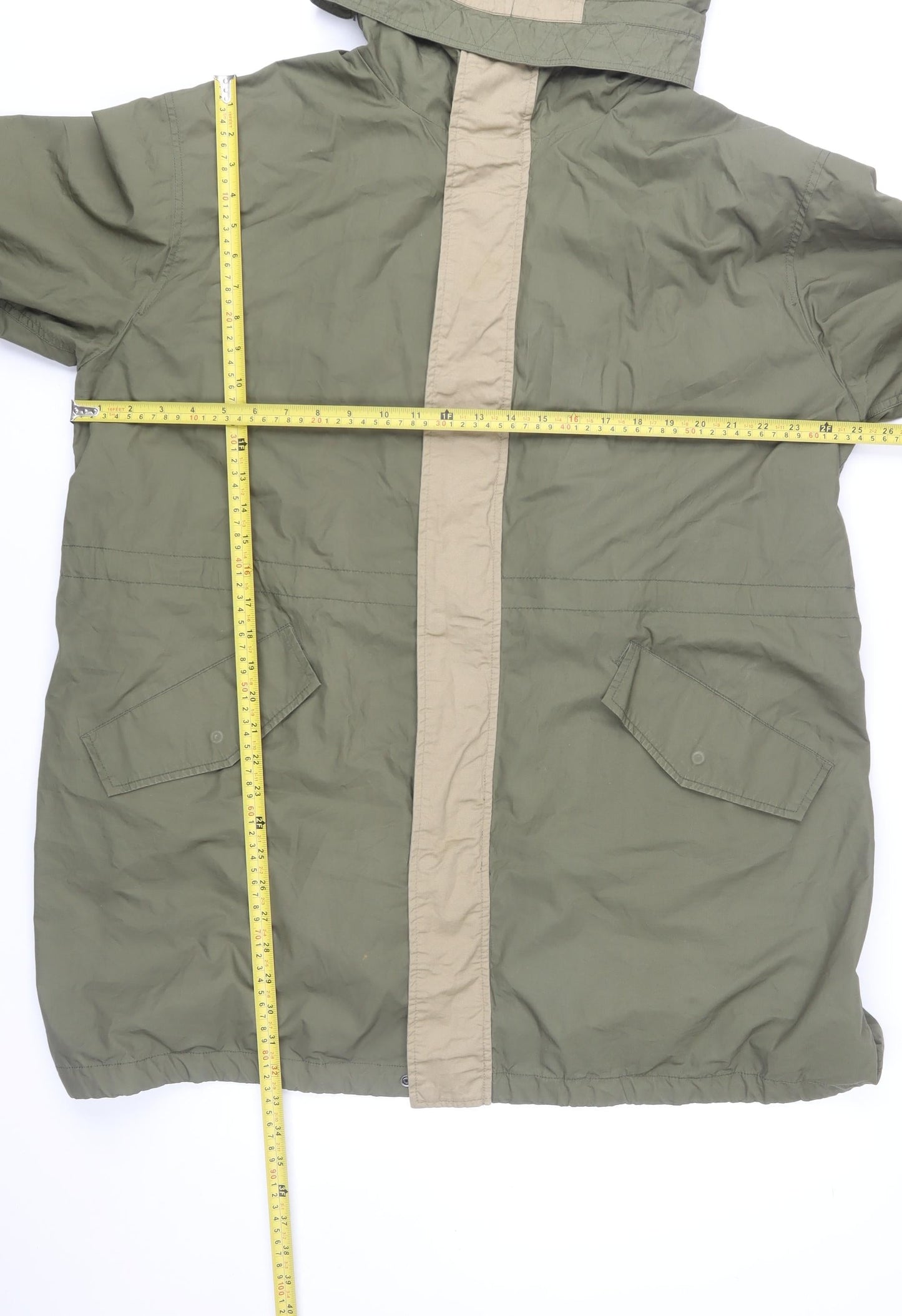 Burton Mens Green Cotton Hooded Parka Jacket Size L Regular Fit